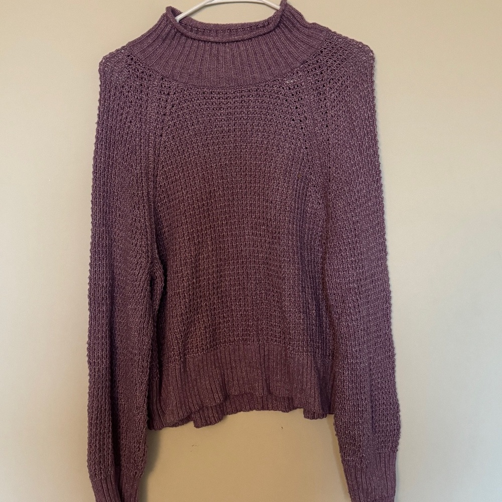 Purple Knit Mockneck Sweater